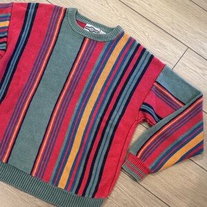 Vintage Gulf Traders Stripe Colorful Knit Sweater Men’s L| Y2K retro Grandpa